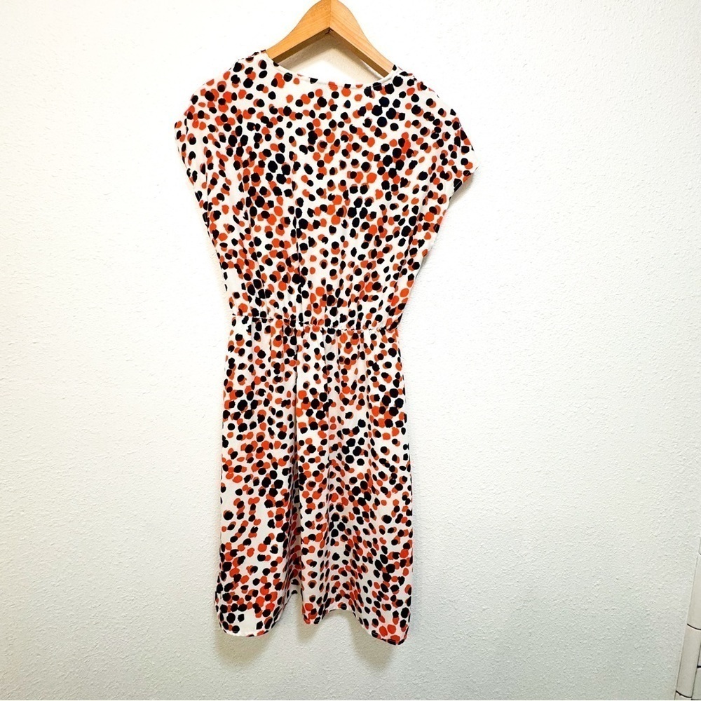 Halogen Polka dot Navy and Orange fit and flare dress.